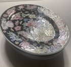 Vintage Chinese JingDeZhen Porcelain Black Flower 8” Oval Plates. Set Of 6 — photo 7