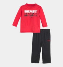 UNDER ARMOUR Infant UA "BEAST STATUS" 2 Piece Set RED/BLACK - 18M NWT