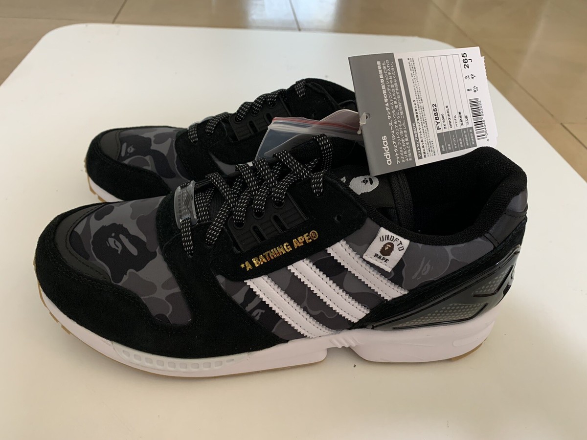 AUTHENTIC APE BAPE x UNDFTD x ADIDAS ZX 8000 BLACK US 8 NEW