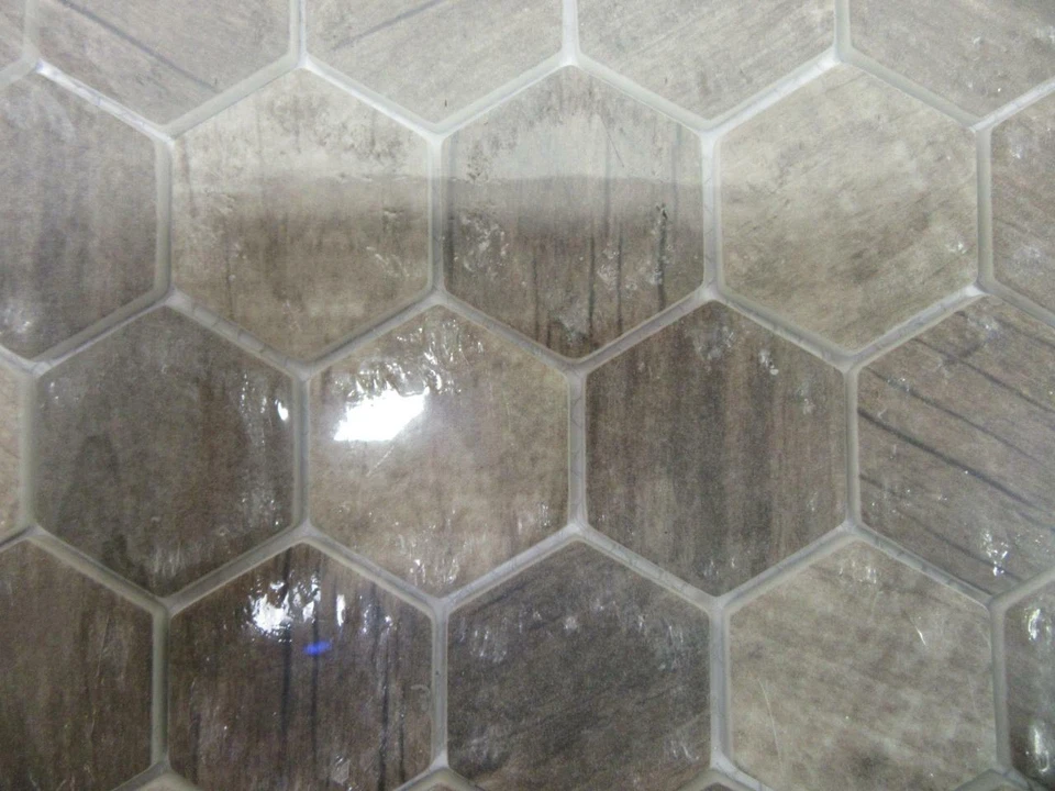 Driftwood Hexagon 11.02" x 12.76" Matte Recycled Glass Mesh-Mounted Mosaic Tile - Image 4 of 4