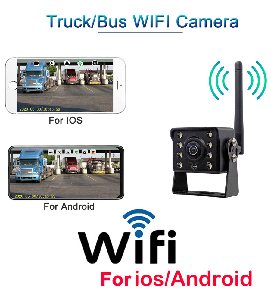Wireless WiFi Truck RV Bus Front Rear View Backup Reverse Camera