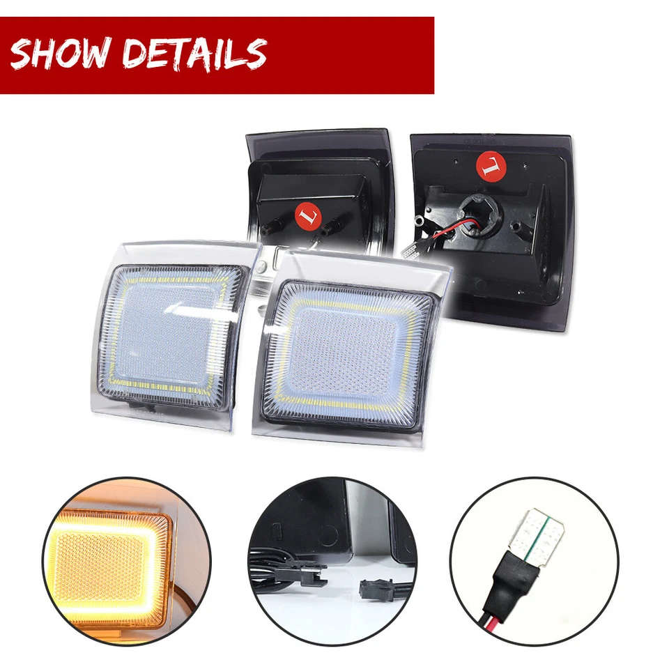 Luces de señalización laterales LED ámbar transparente para Chevy C/K 1500 2500 3500 1994-1998 Foto 3 de 4