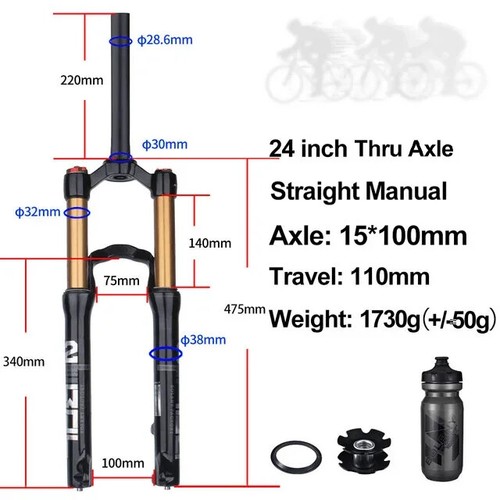 20/24 Inch MTB Bicycle Front Suspension Air Fork Rebound Damping Travel 100mm - Picture 11 of 30