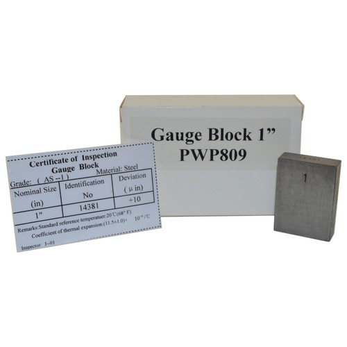 1-inch Gauge Block with AS-1 Grade Inspection Certificate, Steel Rectangle, 1" - Picture 2 of 5