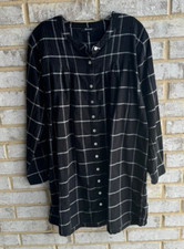 Madewell Collarless Button Up Long Sleeve Shirtdress Women's Size XL.