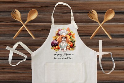 Cavalier King Charles Spaniel Dog Chef Personalized Linen Apron Cooking Apron
