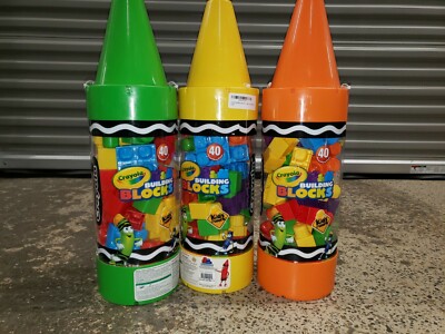 3x Crayola Building Blocks 40pc Set in Crayon Shaped Storage Container  99040