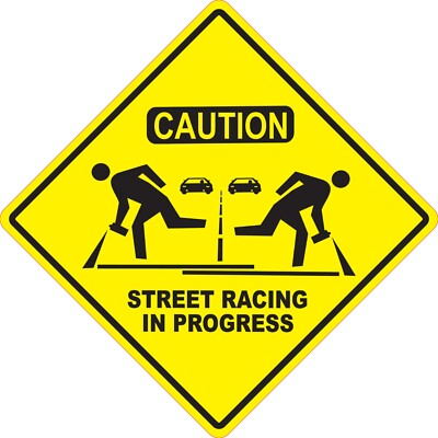 #ad Street Racing In Progress Caution Vinyl Bumper Sticker Window Decal Multiples $3.99