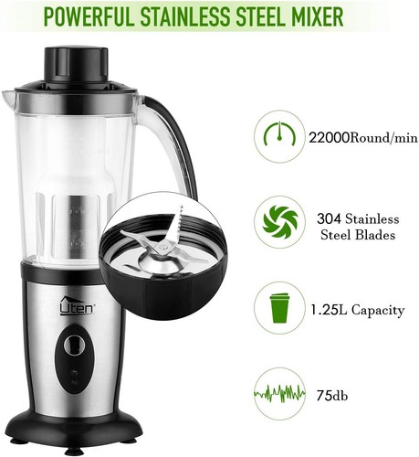 1.25L Standmixer Smoothie Maker Edelstahl Zerkleinerer Mixer Blender Ice Crusher - Bild 2 von 12