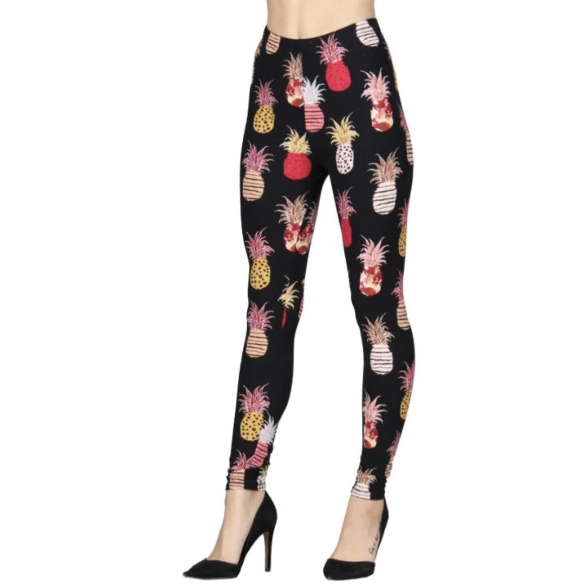 Lildy Black Pineapple Leggings - Size S-L