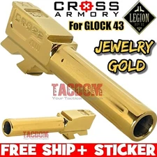 CROSS ARMORY LEGION SERIES JEWELRY GOLD BARREL for GLOK 43 - 43X FLUTED - 9mm