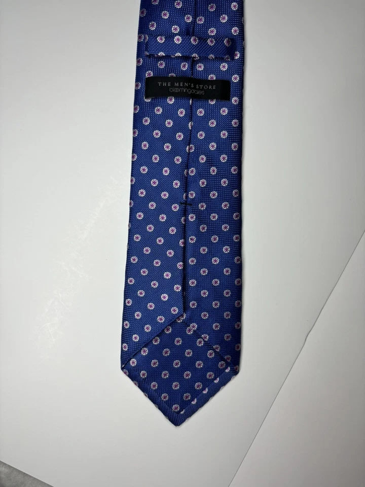 Corbata floral geométrica azul BLOOMINGDALES para hombre corbata cuello jacquard 100 % seda Foto 3 de 4