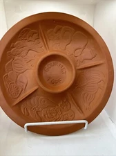 UNGLAZED CLAY TERRACOTTA GOURMET TOPF 1980 Divided Serving Platter 11.25 in