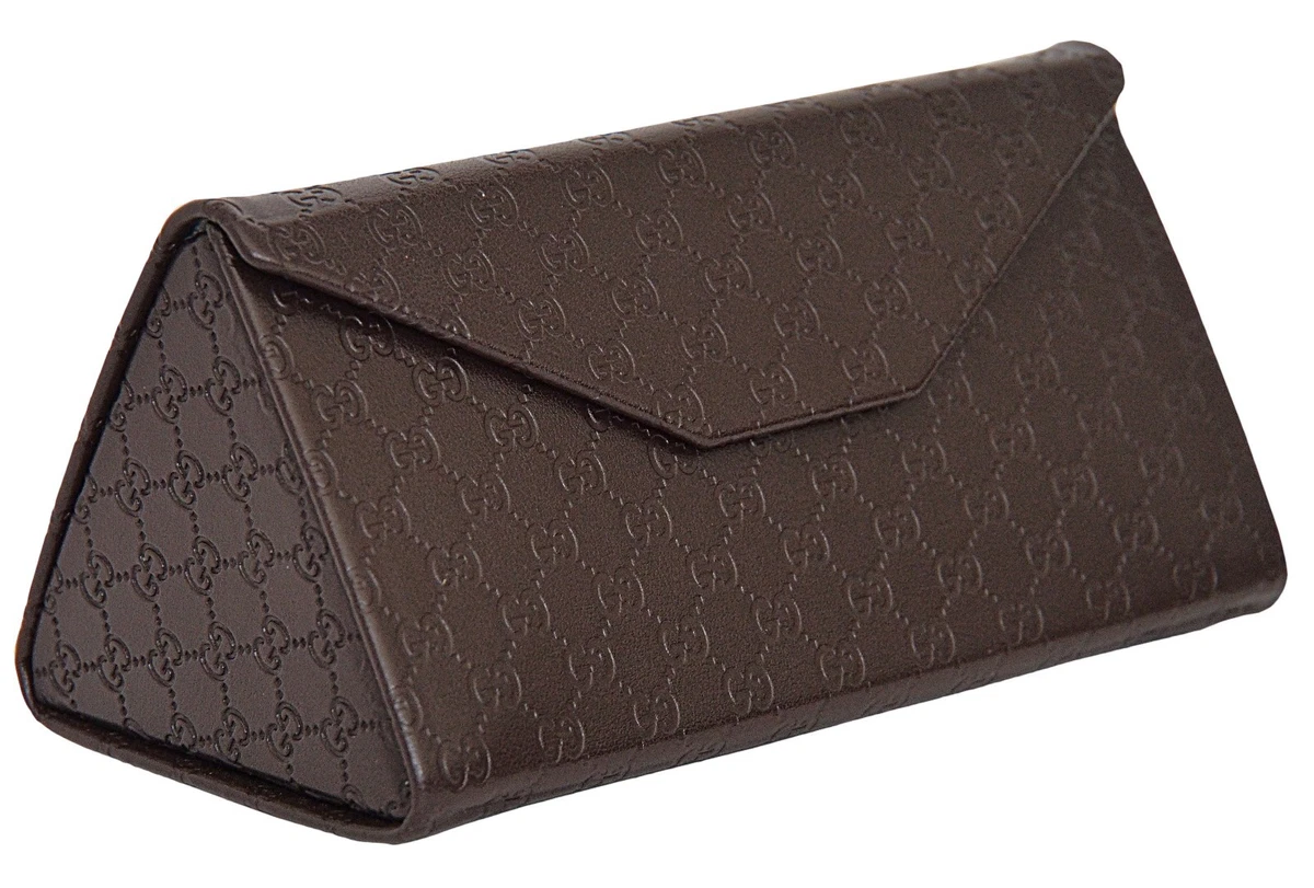 GUCCI foldable brown eyeglass case NWOT Gucci Eyeglasses Sunglasses Case Logo Embossed Brown Trifold  main image 2