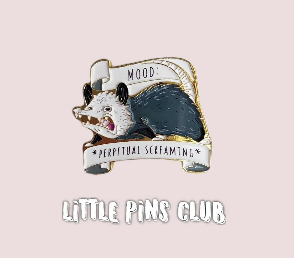 Possum Enamel Pin Opossum Enamel Pin Lapel Pin Statement Pin Mood Pin Scream Pin
