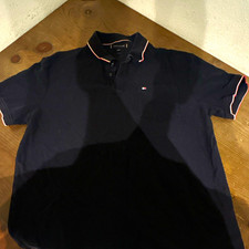 Tommy Hilfiger Men's Navy Solid Polo Shirt M Short Sleeve Pocket Logo