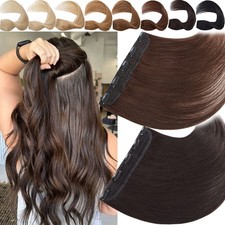 One Piece Real Remy Weft Clip In Hairpiece Human Hair Extensions 3/4 Full Head