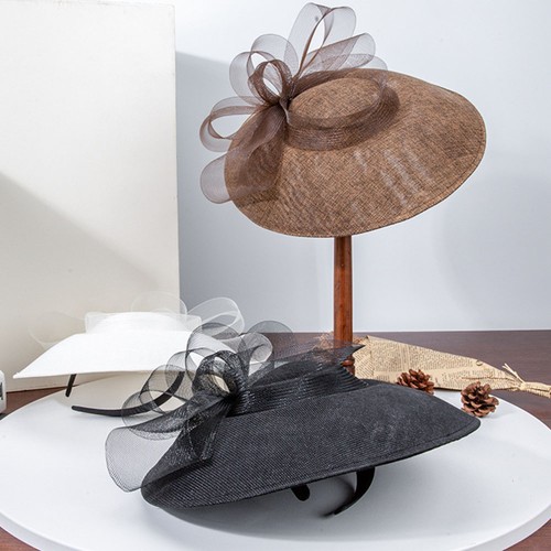 Hut mit breiter Krempe Netz Schleife Fascinator Hochzeit Kappe Braut Cocktail Tee Party Kleid Hut - Bild 5 von 28