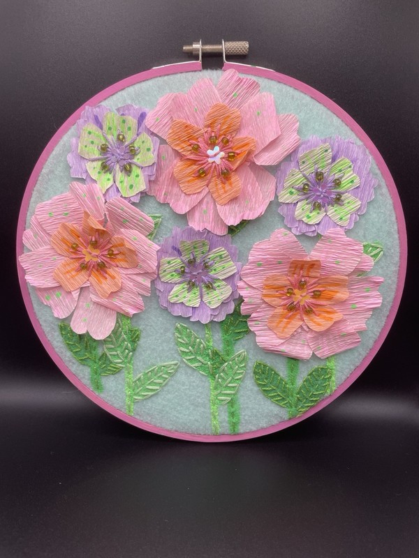 Embroidery hoop wall art 1/1 "garden flowers #5" by kena_qs (Keña G.)
