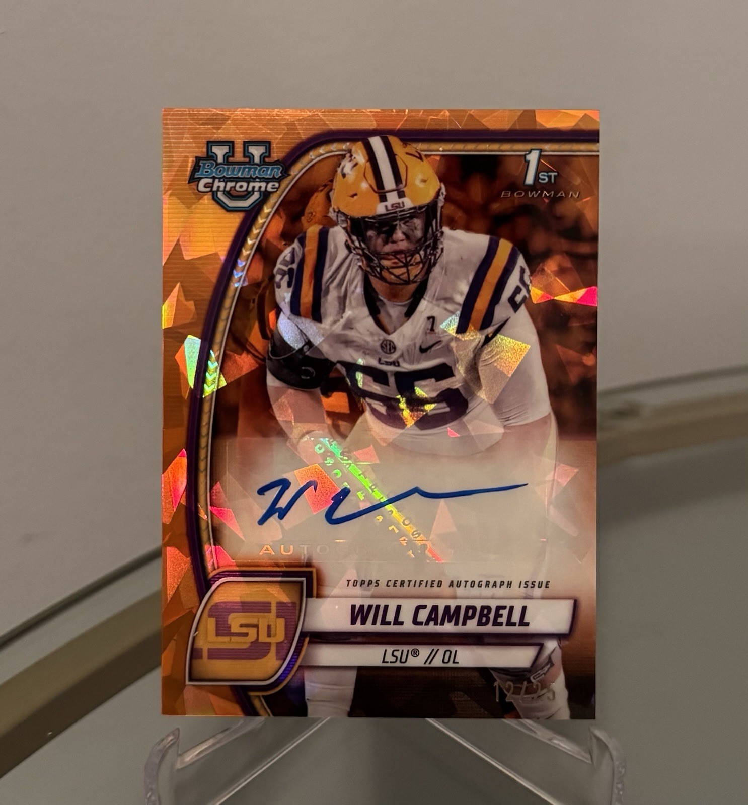 2024 Bowman University Chrome Sapphire Will Campbell Auto #PA-WCA Orange /25