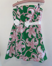 VTG Lilly Pulitzer Coastal Amberly Twinkle Floral Strapless Mini Dress Size 8