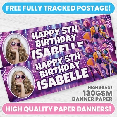PERSONALISIERTE KPOP GEBURTSTAGSBANNER BELIEBIGER NAME FOTO DÄMONENJÄGER PARTY BANNER