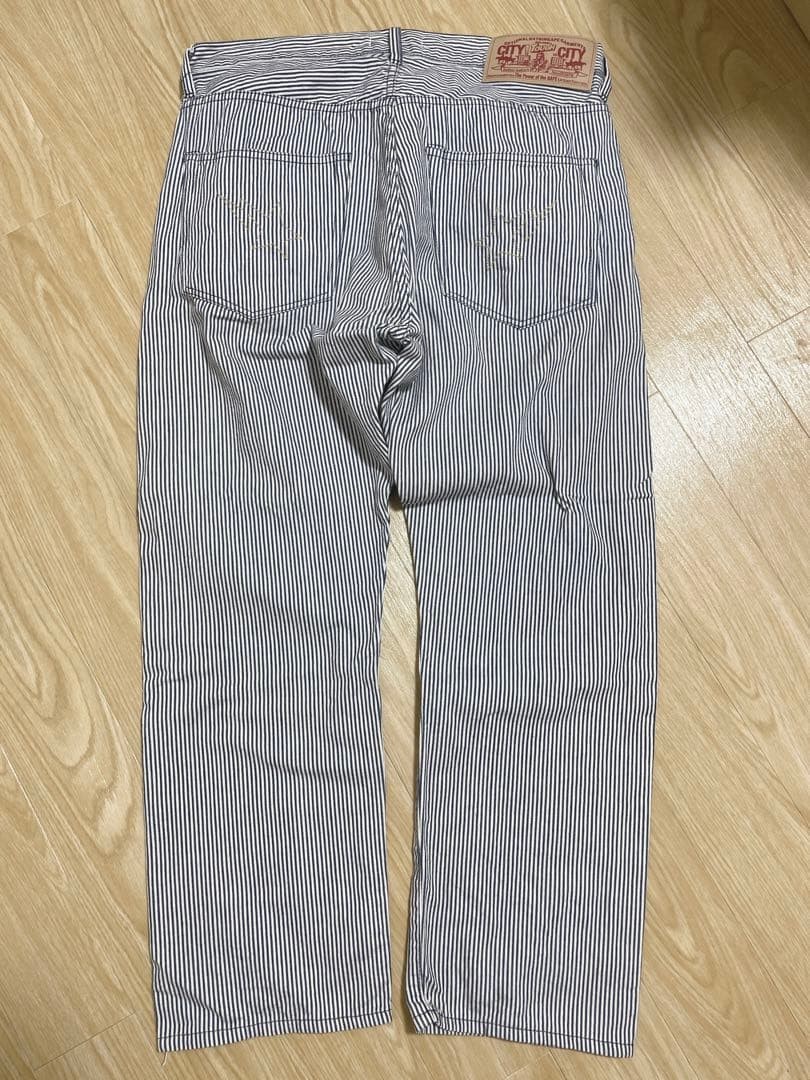 A BATHING APE Cotton Hickory Pants Blue/White M Waist 87cm BA0226193