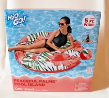 H2O GO! Bestway Peaceful Palms Pool Island float raft beach inflatable new
