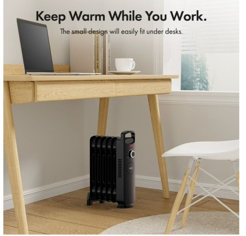 6 Fin Oil Filled Radiator 800W - Black 2500107.1