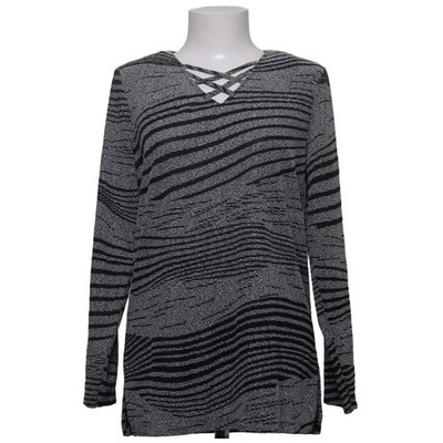 Daxon, Strickpullover, Größe: 42, Schwarz/Weiß, Streifen, Damen #tem