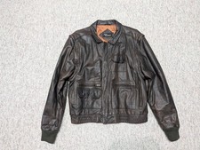 vintage 1980s leather BOMBER convertible vest 40 brown jacket FLYERS flight A2
