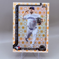 2025 Topps Series 2 Max Scherzer #686 Holiday Sun Parallel Blue Jays