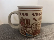 Vintage Las Vegas Nevada Strip Coffee Mug Cup Golden Nugget Aladdin Dunes Sands