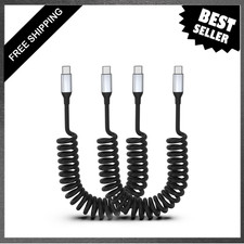 Coiled USB C to USB C Cable 3FT 60W Fast Charging Data Transfer Car Charger
