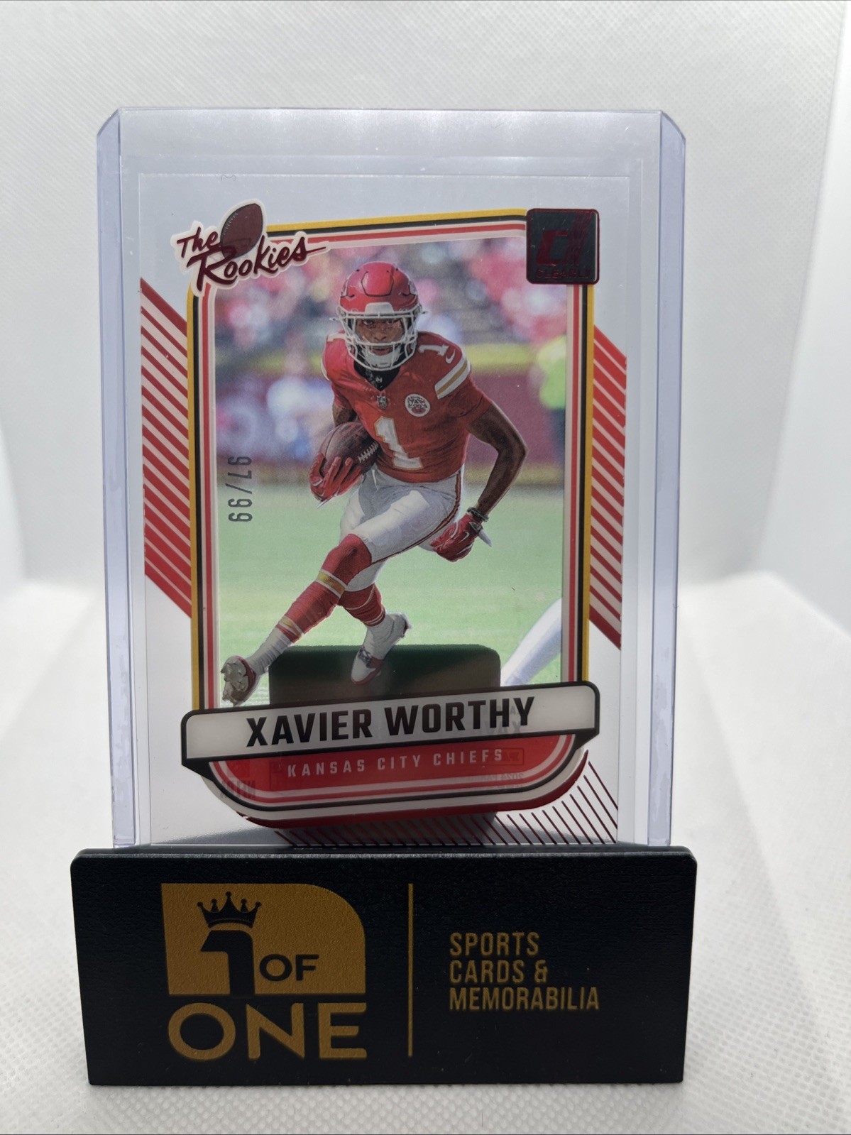 2024 Donruss Clearly - The Rookies Red #97/99 - Xavier Worthy - Chiefs