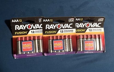 (Lot Of 3) Rayovac Fusion AAA 1.5V Premium Alkaline Batteries - 36 Total