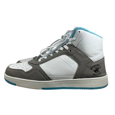 Beverly Hills Polo Club High Top Sneakers Grey White Blue Leather Mens Size 11M