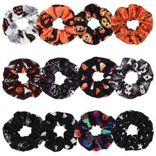 Halloween Hair Scrunchies BOO Spooky Pumpkin Fall Scrunchies Skull Ghosts Bat...