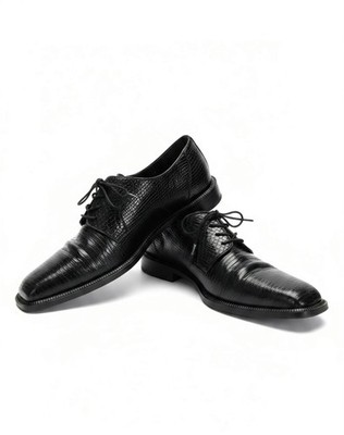 Ramona Exotic Black Teju Lizard Oxford Handmade Leather Soles Dress Shoes Size 9