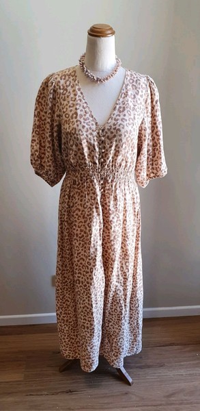 SUSSAN Lovely 100%  Linen Maxi Shirt Dress Washable size 10