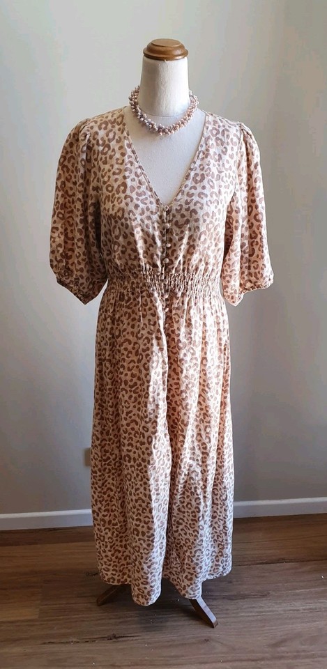 SUSSAN Lovely 100%  Linen Maxi Shirt Dress Washable size 10