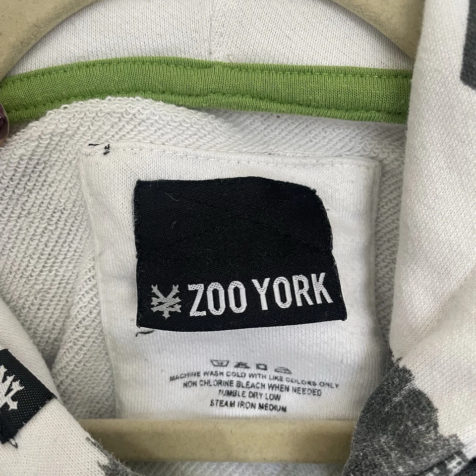 Zoo York Hombres Sudadera con Capucha Mediana Blanca Negra Paisaje Urbano 2000 Y2K Cremallera Completa Forrada Chaqueta Foto 4 de 4