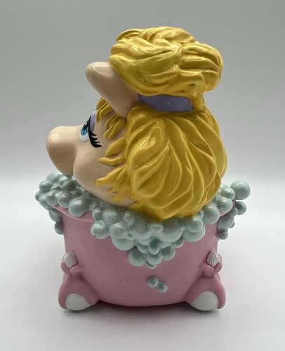 Vintage Jim Henson's Miss Piggy Taking Bubble Bath Vinyl Piggy Bank by Applause - Picture 11 of 14