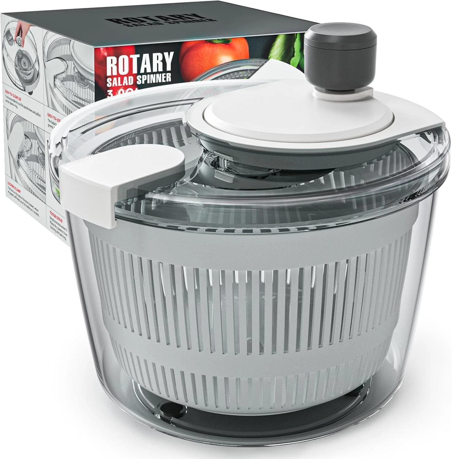 Salad Spinner – 3QT High-Speed Veggie Washer
Opens in a new window or tab