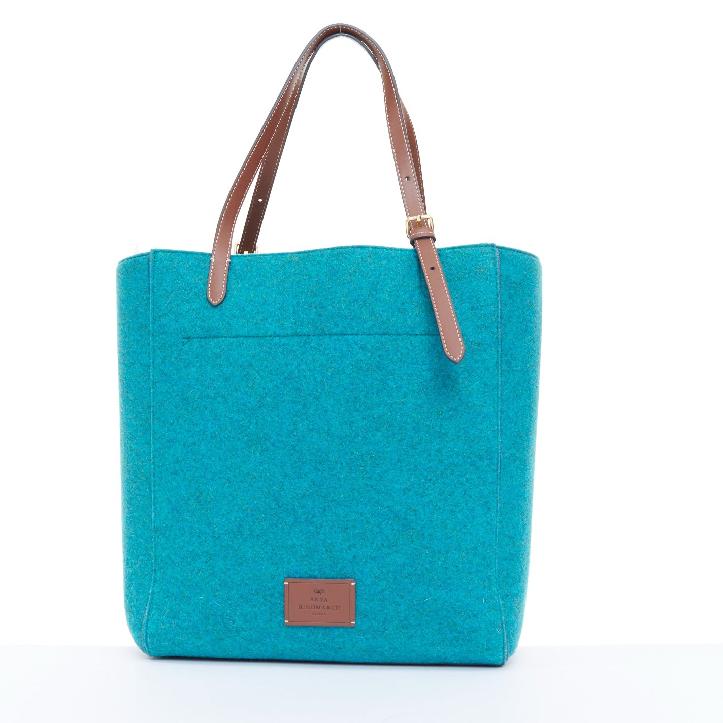 ANYA HINDMARCH Heinz Baked Beans teal recycled felt small open top tote bag image 5