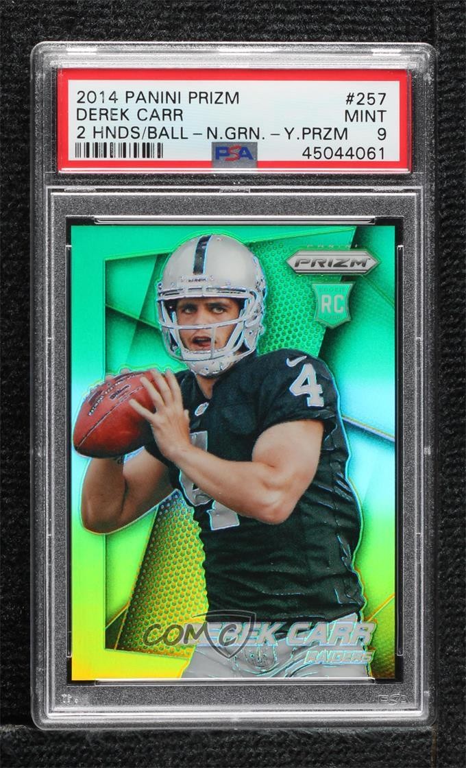 2014 Panini Prizm Neon Green & Yellow Derek Carr #257 PSA 9 MINT 0mq0