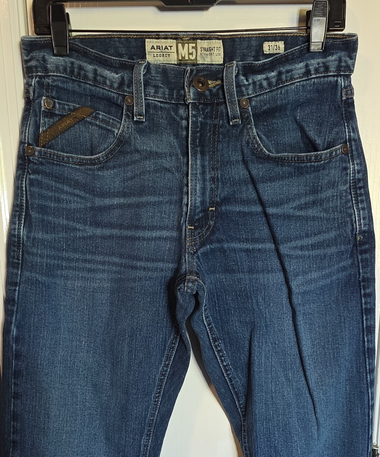 's Blue Denim Jeans Medium Wash Cotton Button Zip 5-pocket L