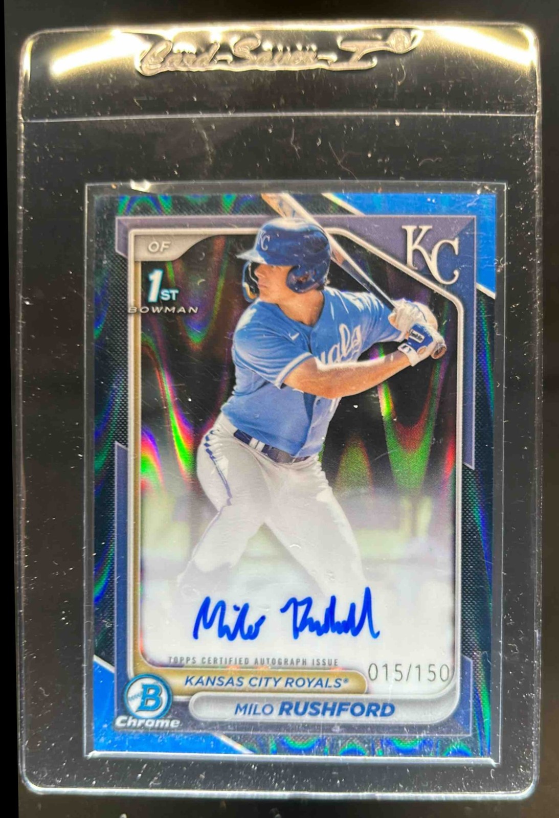 2024 Bowman Chrome Milo Rushford Auto Blue Raywave Refractor 1st #15/150