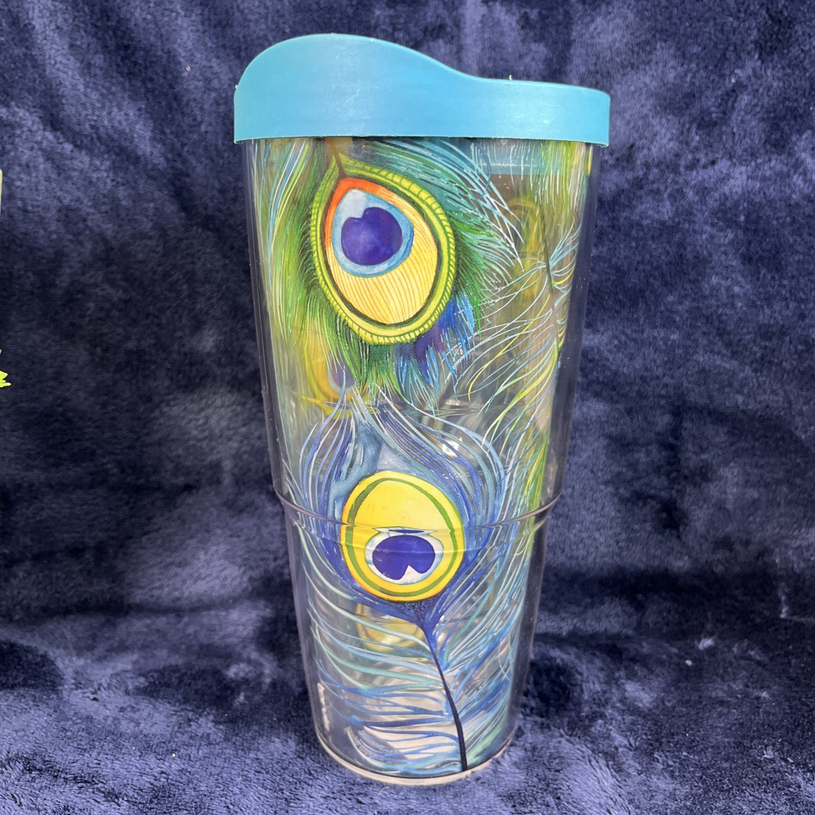 Tervis 24 Oz Tumbler Peacock Feathers Watercolor style With 