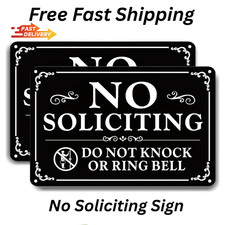 2 Pack No Soliciting Sign for Front Door,9 X 6 Inches Self-Adhesive No Solicitin